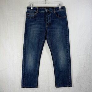 Kenzo Slim Fit Jeans Mens 32 Dark Wash Blue Tiger Logo Graphic Back Pockets